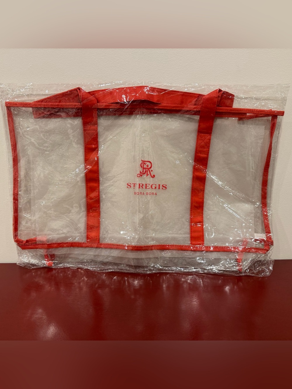 St. Regis Clear PVC Luxury Orange Trim Travel Tote - New in original packaging